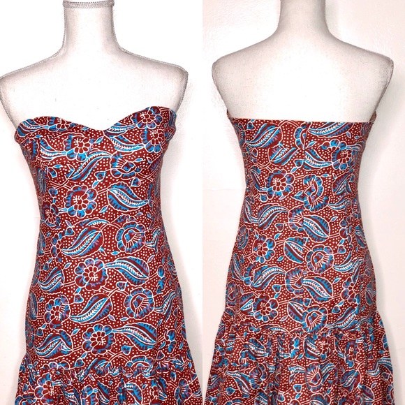 Veronica Beard Fiore Strapless Printed Midi Dress - Picture 4 of 6